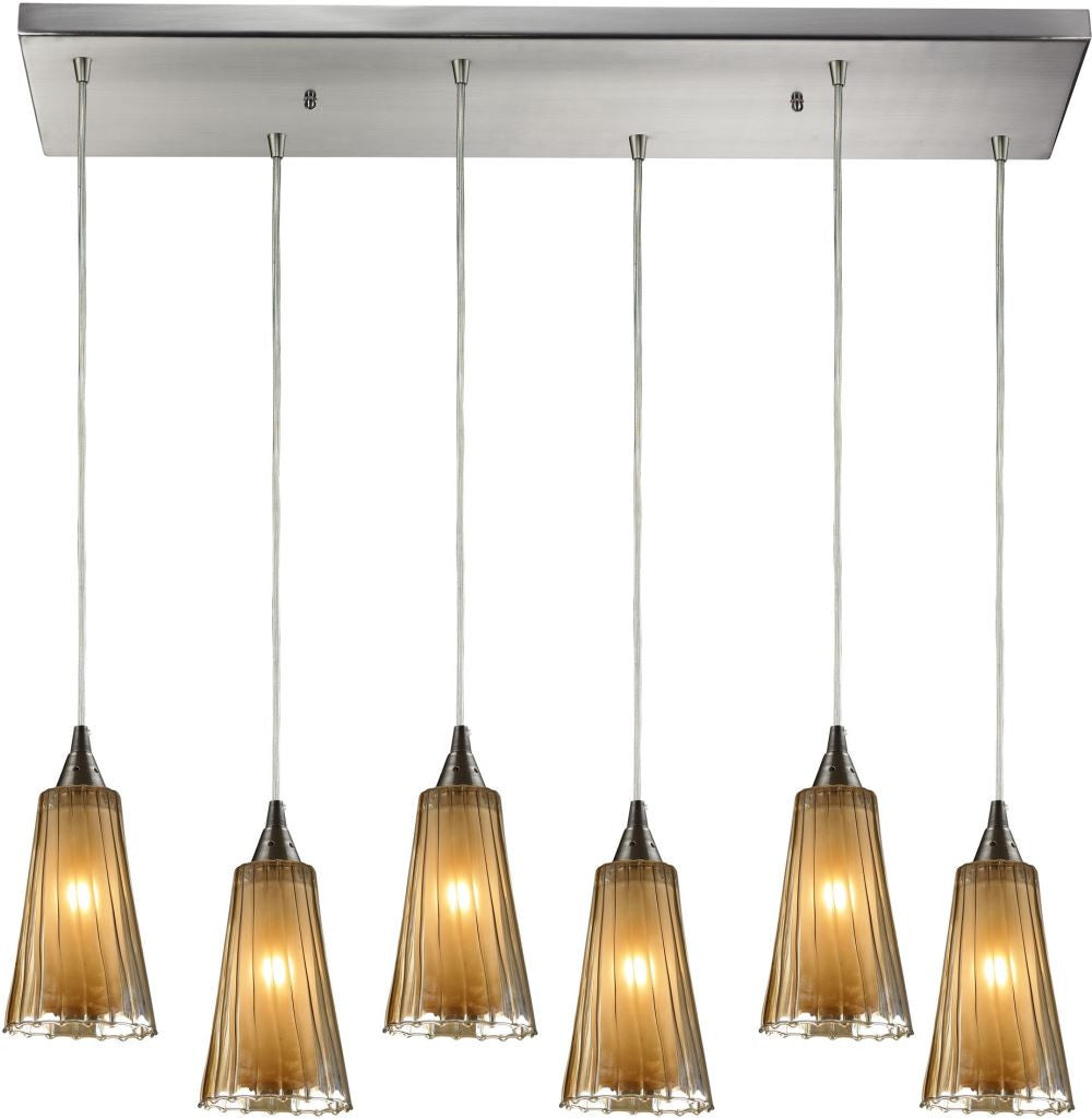 Encapsulate 6 Light Pendant In Satin Nickel