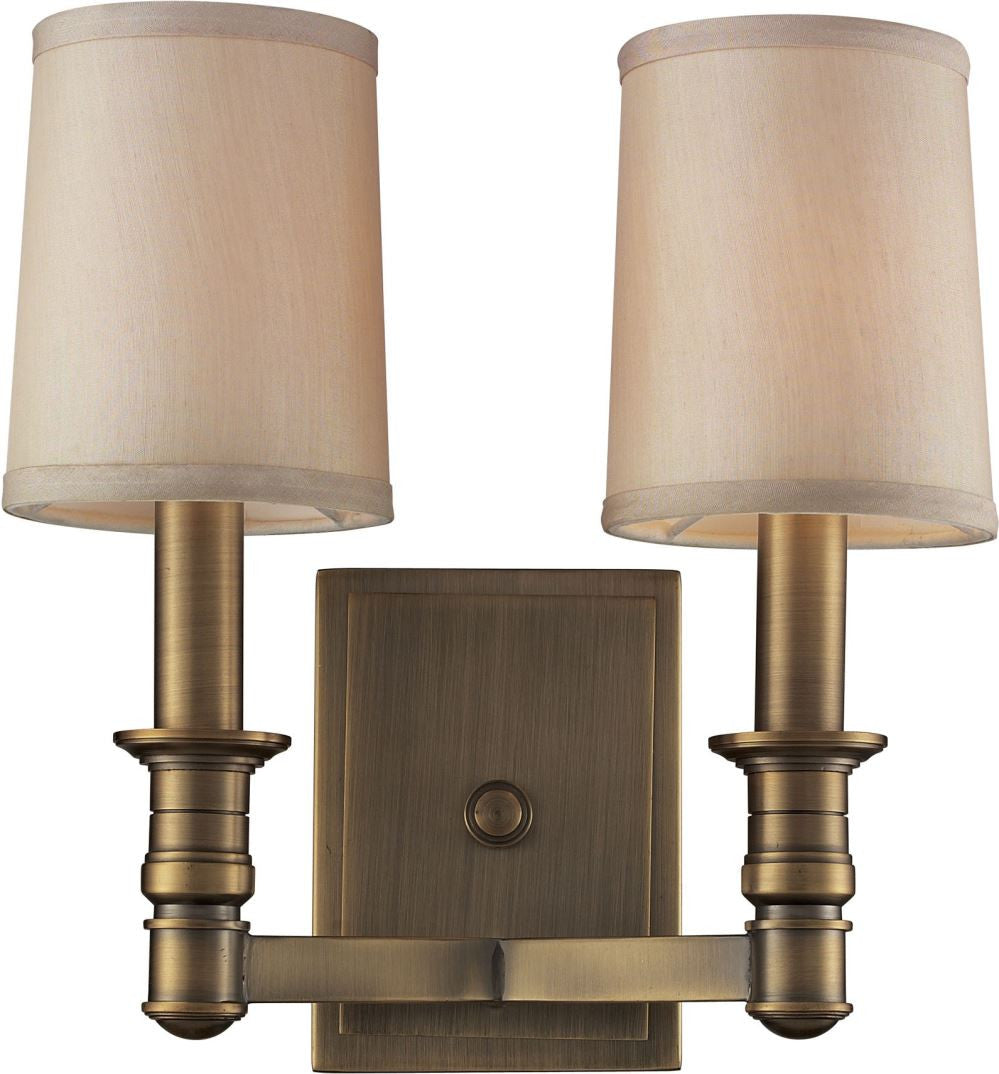 Baxter 2 Light Wall Sconce In Brushed Antique Brass