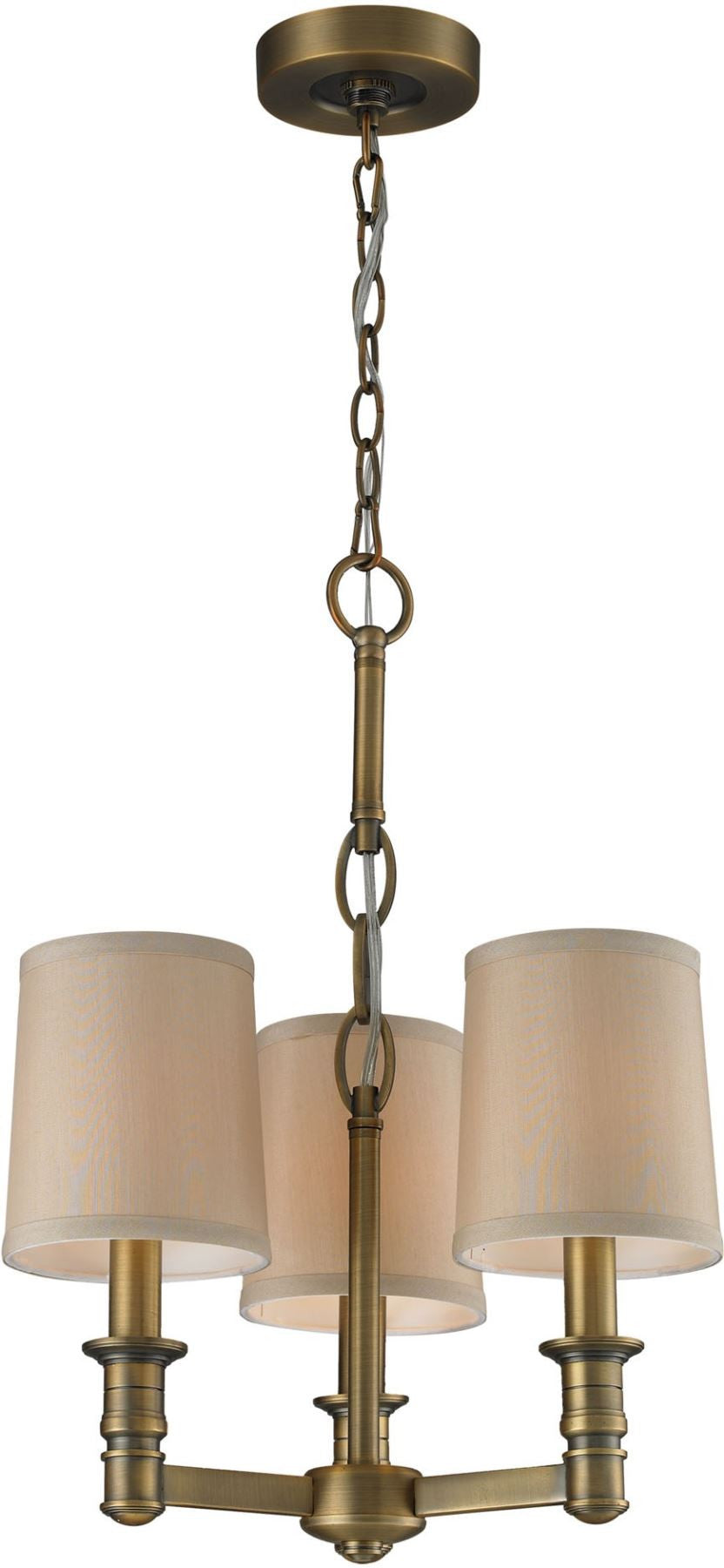 Baxter 3 Light Chandelier In Brushed Antique Brass