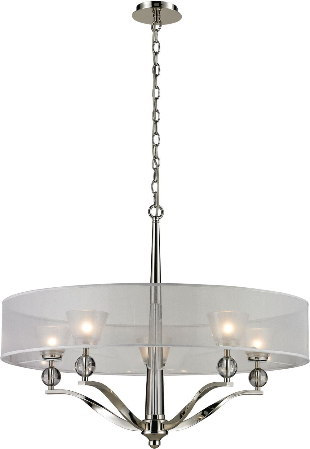 Corisande 5 Light Chandelier In Polished Nickel