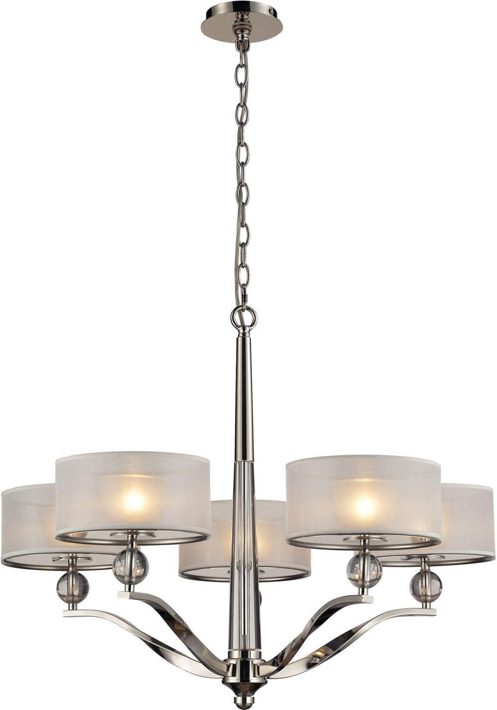 Corisande 5 Light Chandelier In Polished Nickel