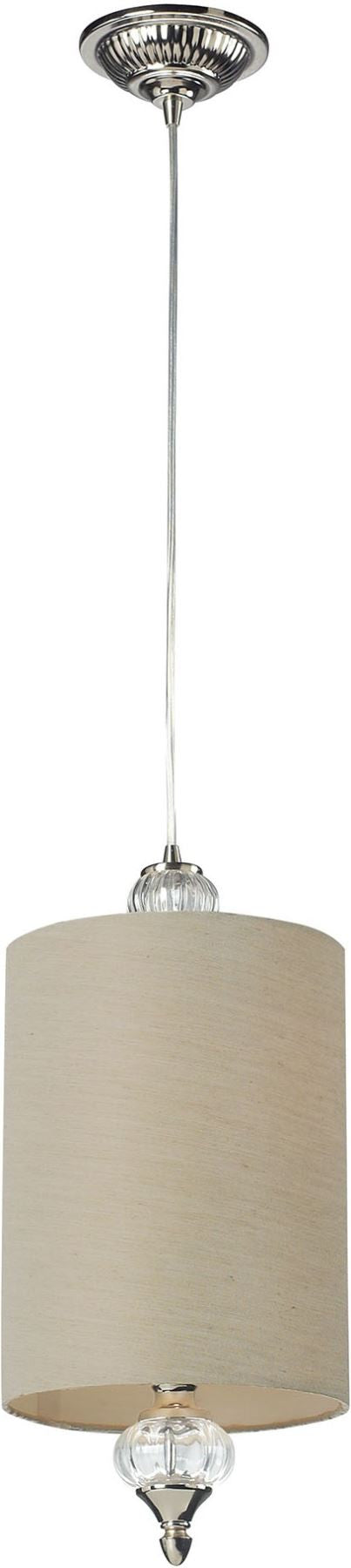Dalton 1 Light Pendant In Polished Nickel and White
