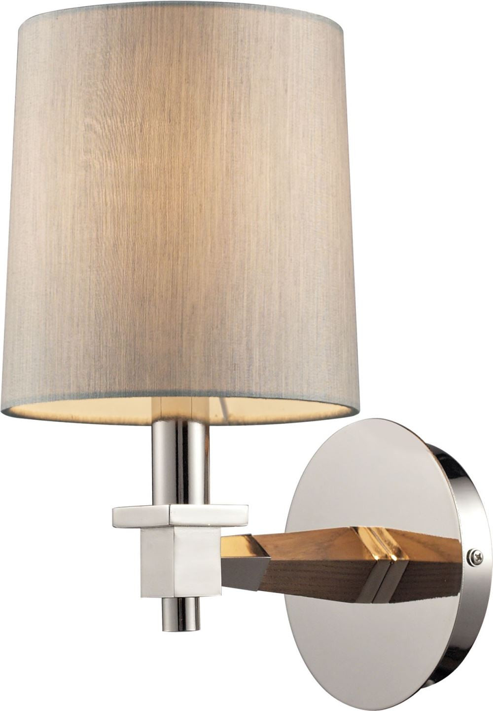Jorgenson 1 Light Wall Sconce In Polished Nickel and Taupe Wood