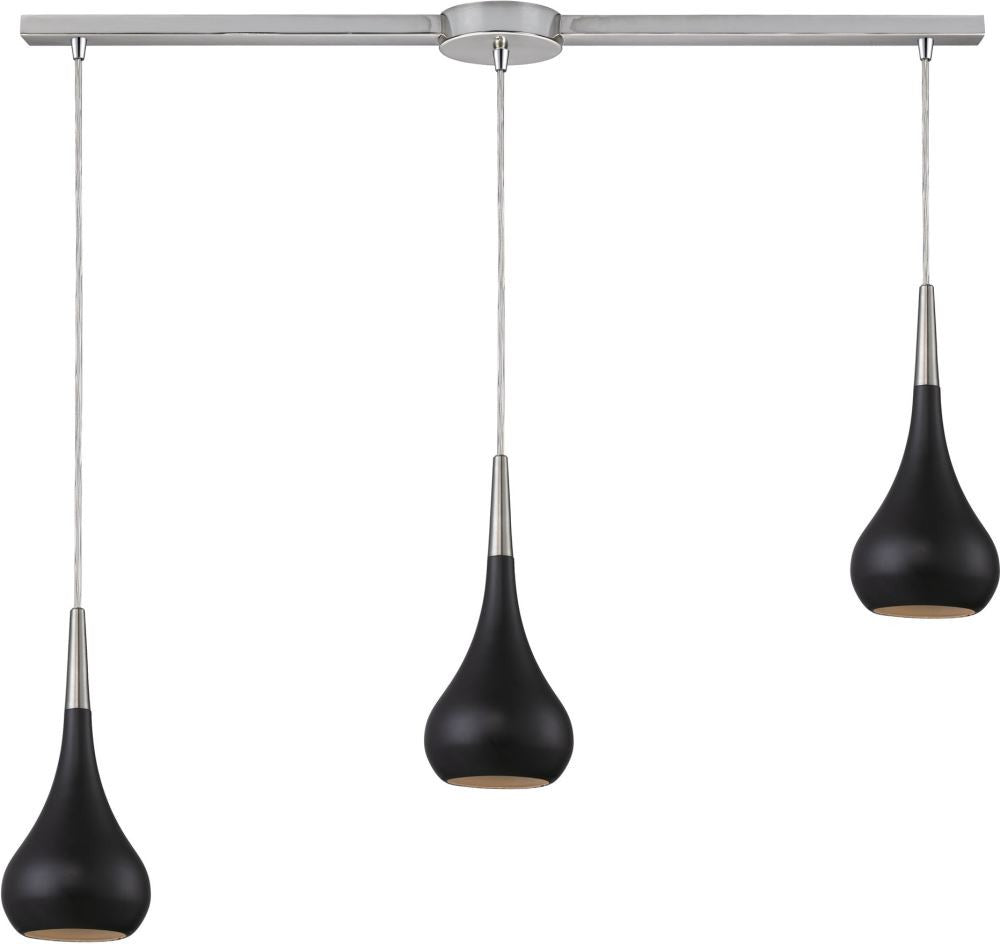 Lindsey 3 Light Pendant In Oiled Bronze and Satin Nickel