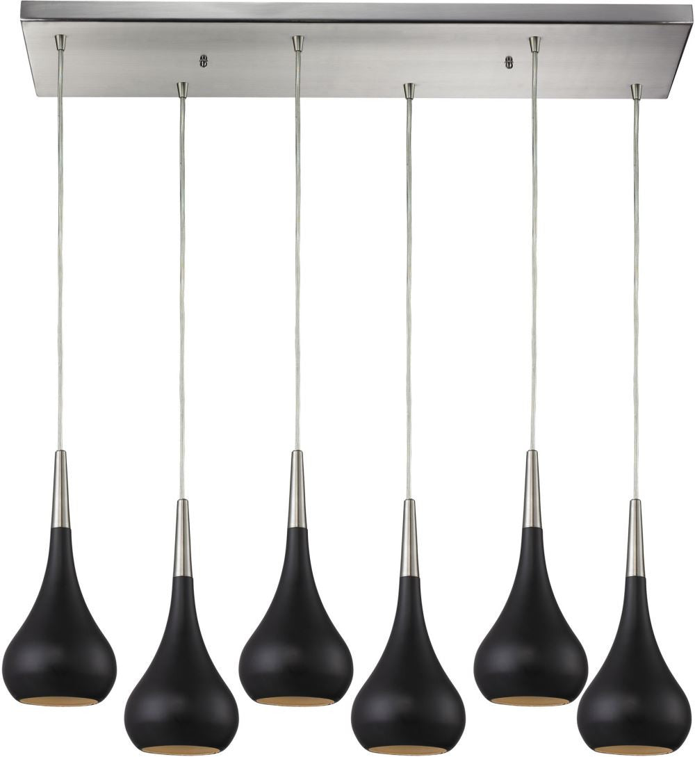 Lindsey 6 Light Pendant In Oiled Bronze and Satin Nickel