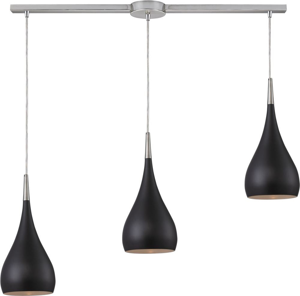 Lindsey 3 Light Pendant In Oiled Bronze and Satin Nickel