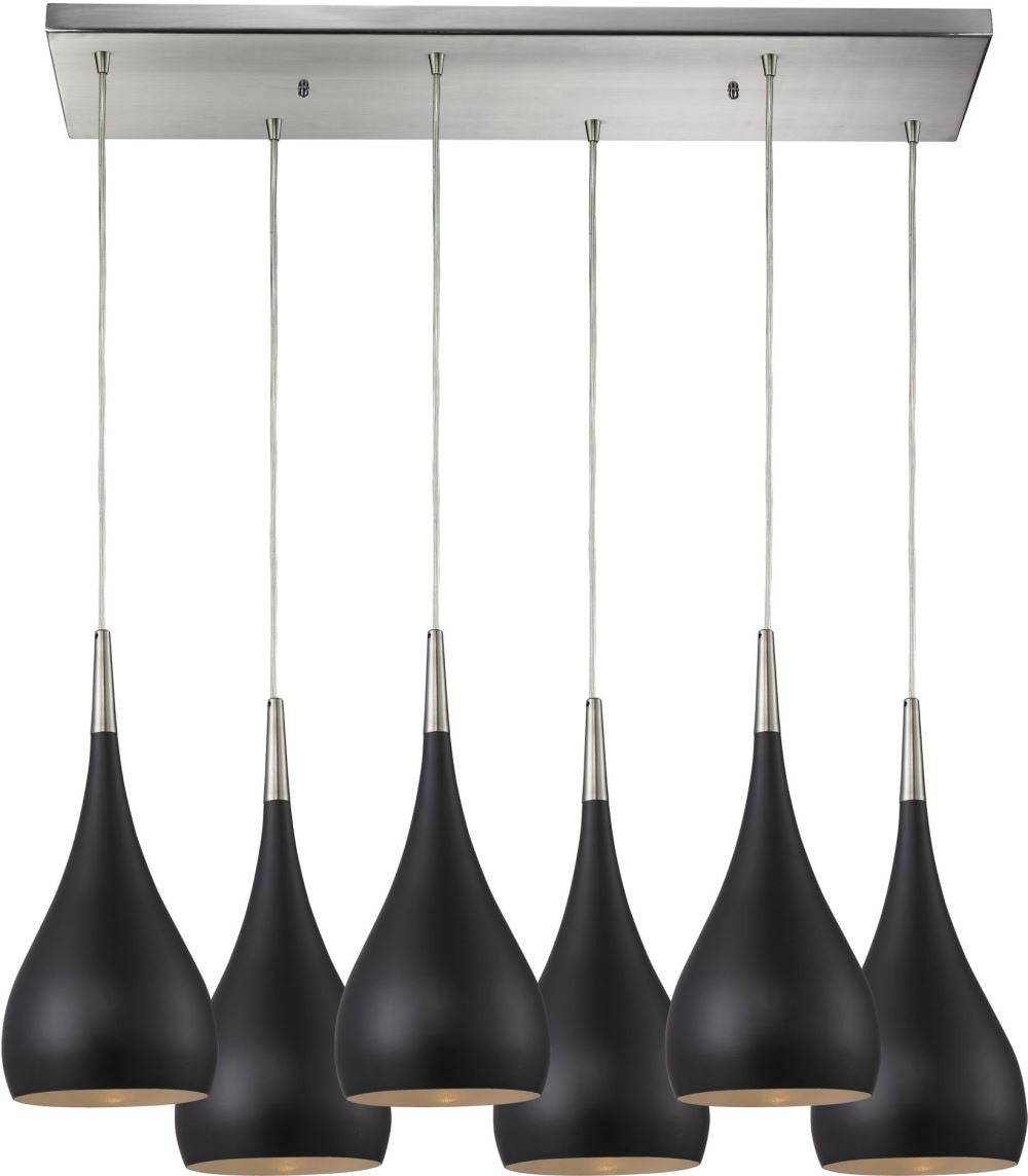 Lindsey 6 Light Pendant In Oiled Bronze and Satin Nickel