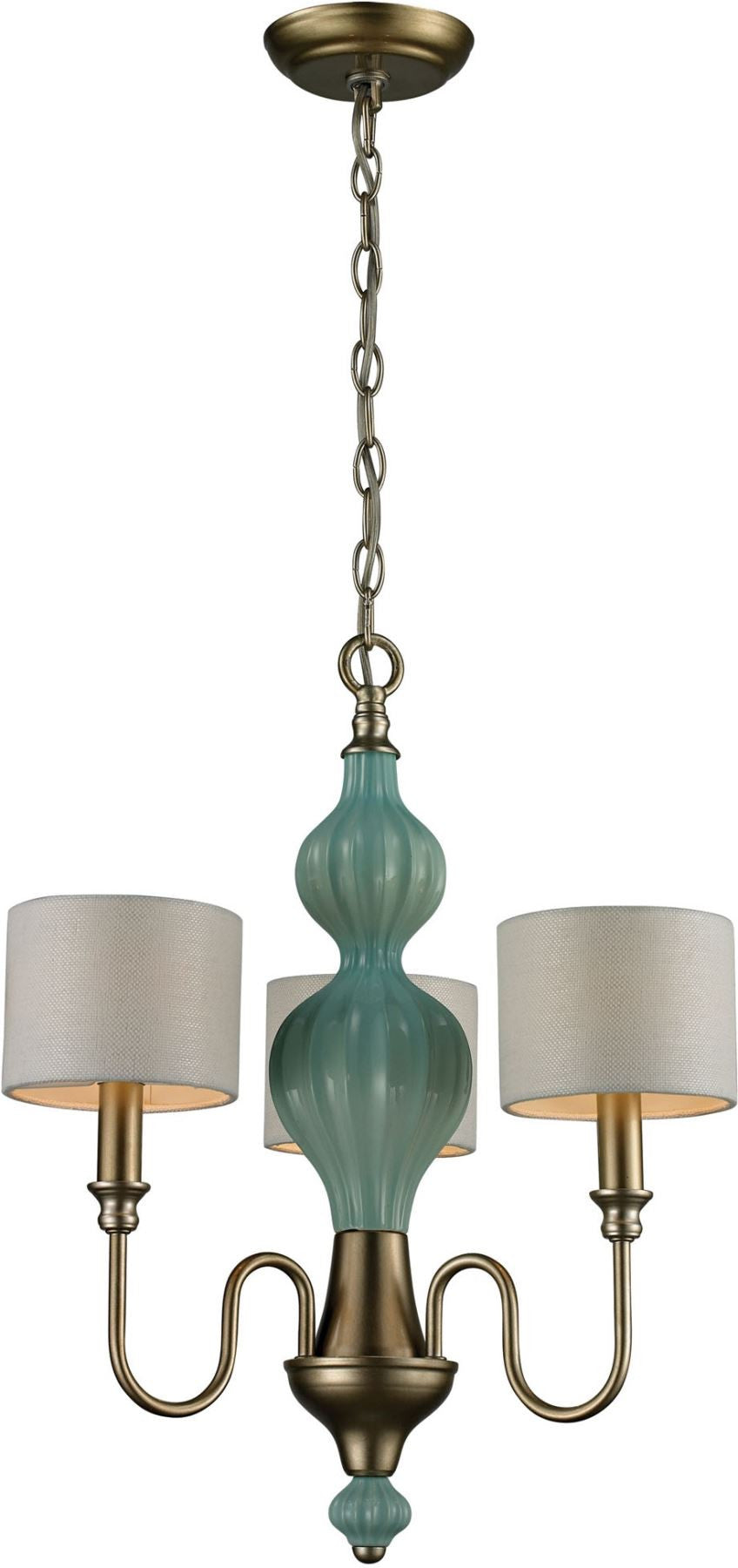 Lilliana 3 Light Chandelier In Seafoam and Aged Silver