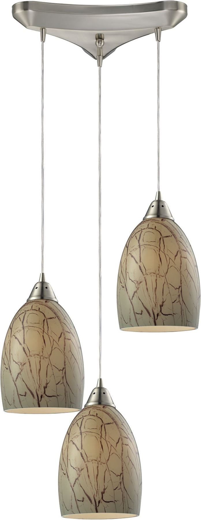Crackle 3 Light Pendant In Satin Nickel