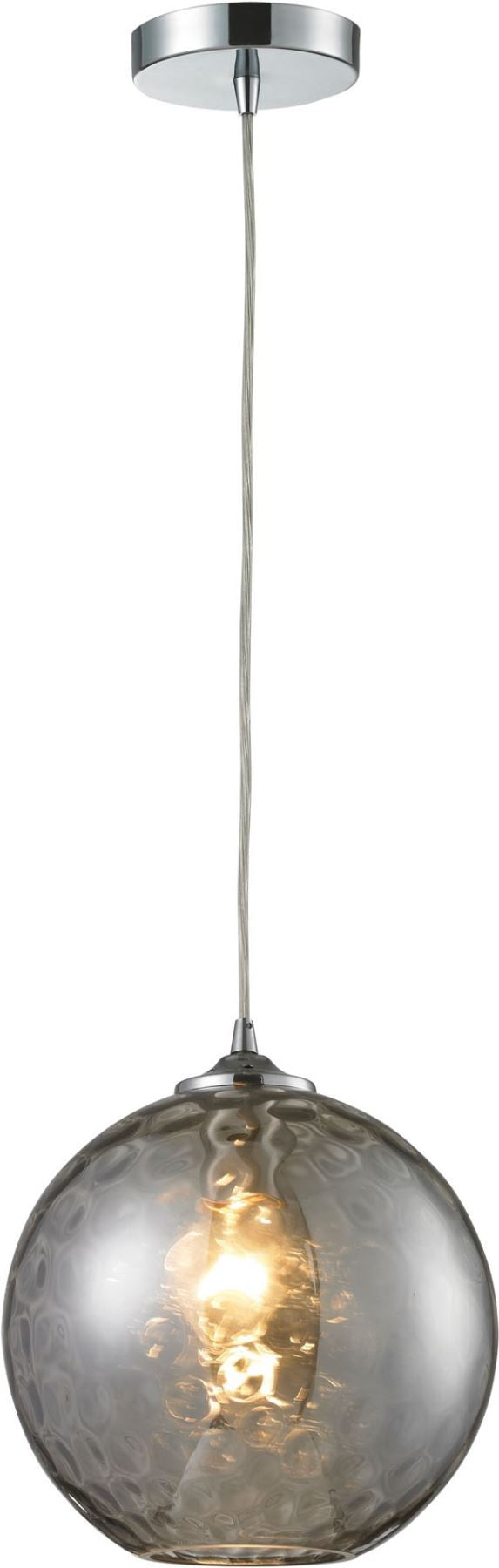 Watersphere 1 Light Pendant In Polished Chrome and Smoke Glass