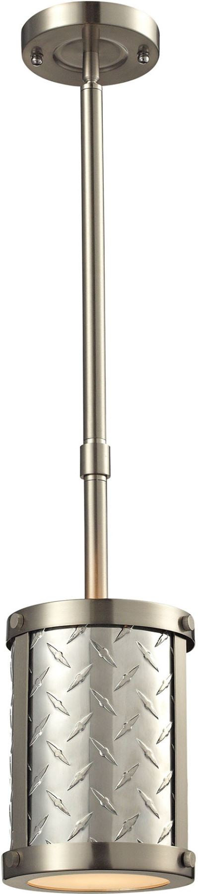 Diamond Plate 1 Light Mini Pendant In Brushed Nickel