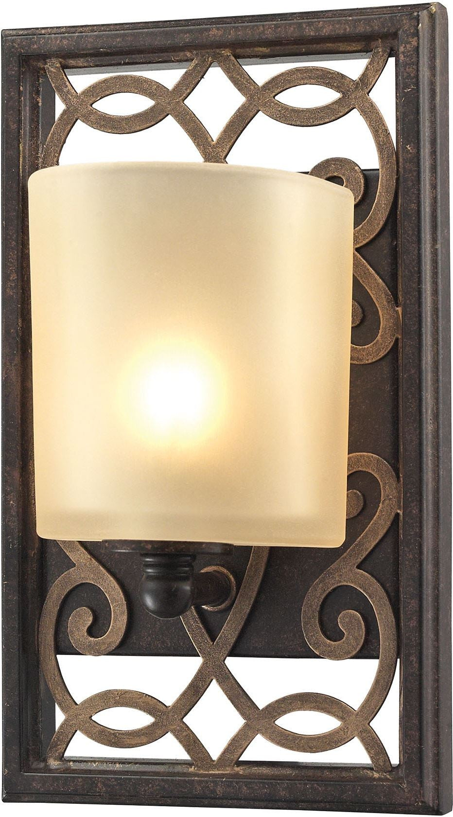 Santa Monica 1 Light Vanity In Weatbered Bronze With Gold Highlights