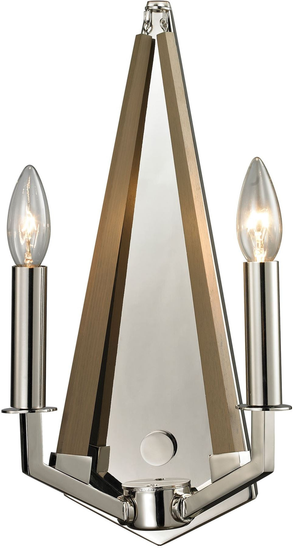 Madera 2 Light Sconce In Polished Nickel and Natural Wood