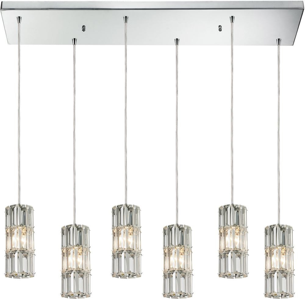 Cynthia 6 Light Pendant In Polished Chrome and Clear K9 Crystal