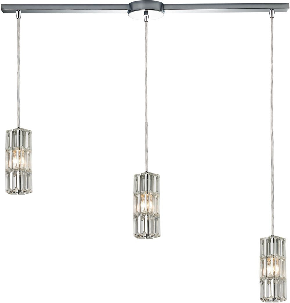 Cynthia 3 Light Pendant In Polished Chrome and Clear K9 Crystal