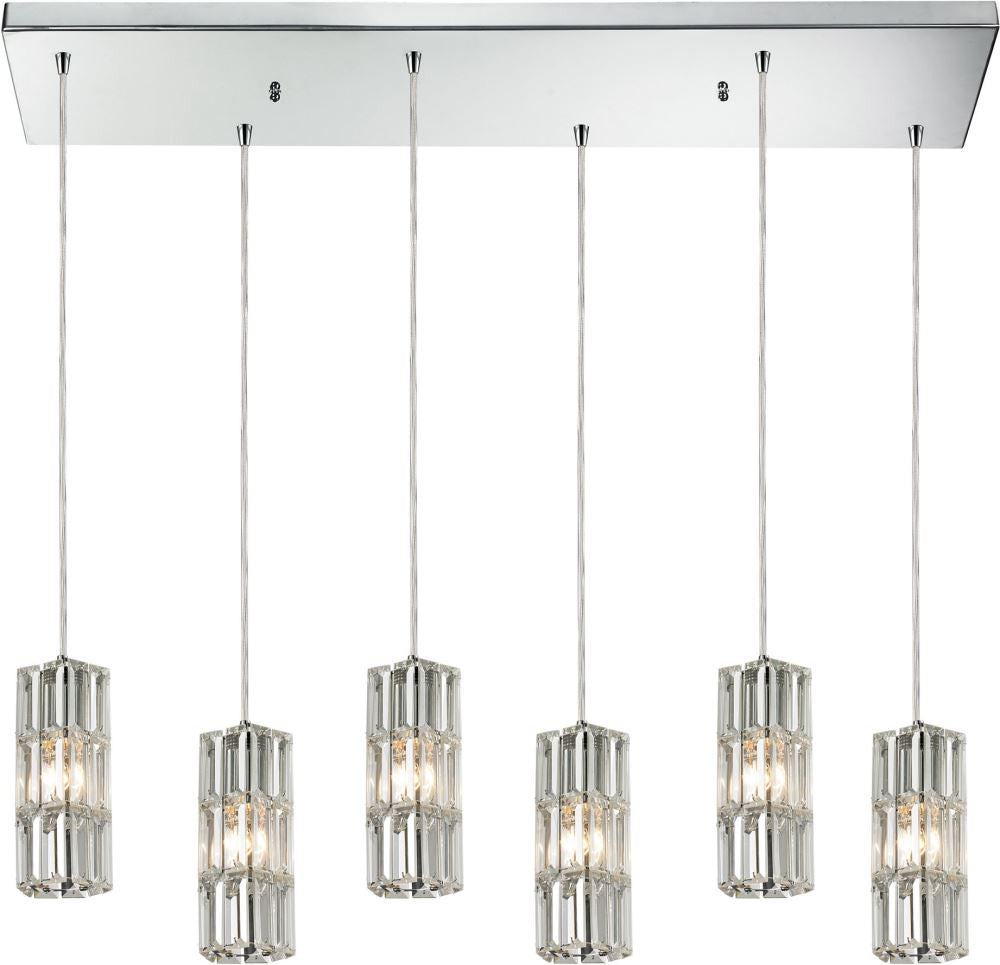 Cynthia 6 Light Pendant In Polished Chrome and Clear K9 Crystal