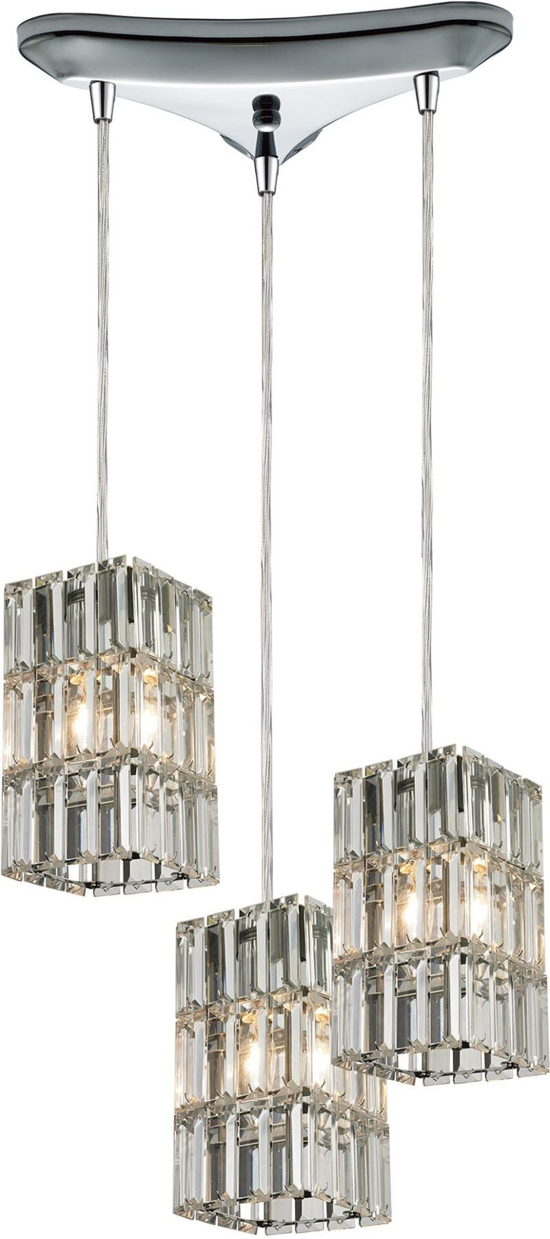 Cynthia 3 Light Pendant In Polished Chrome and Clear K9 Crystal