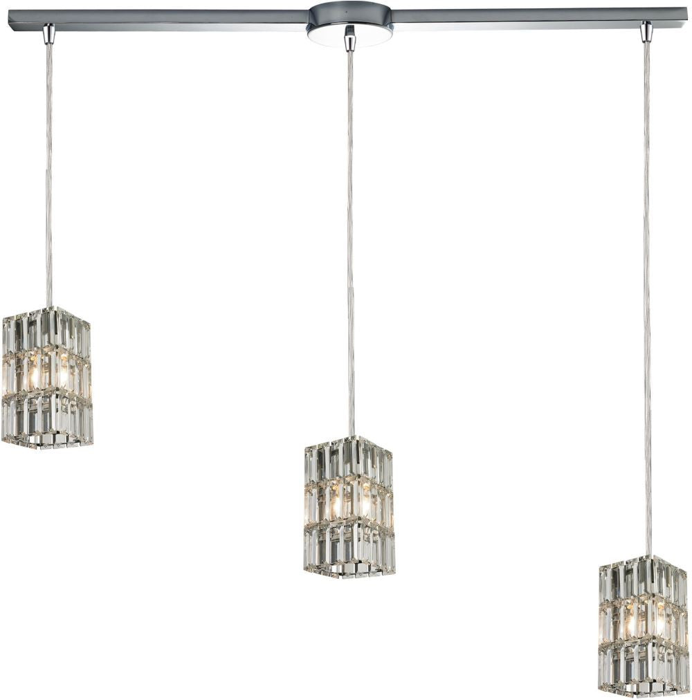 Cynthia 3 Light Pendant In Polished Chrome and Clear K9 Crystal