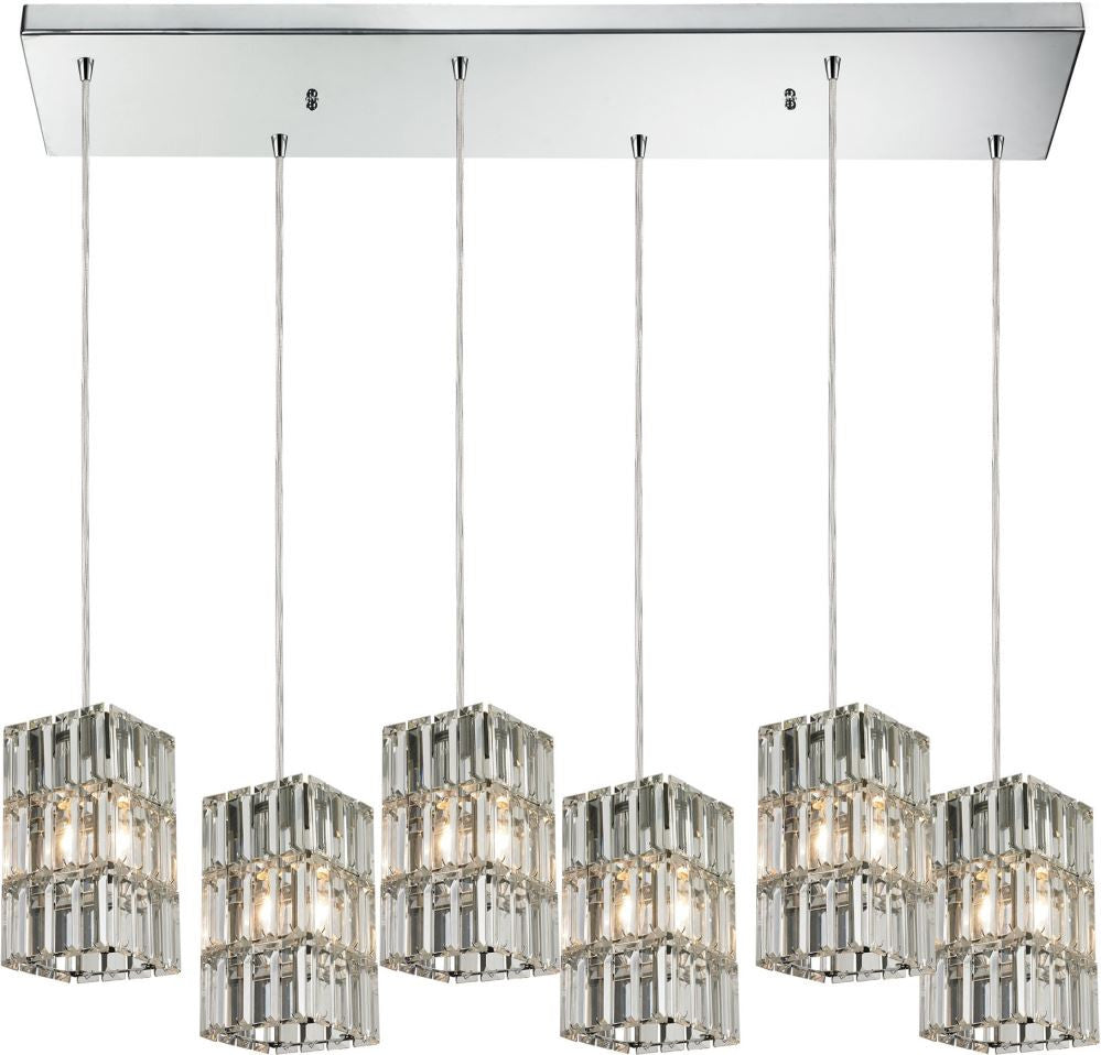 Cynthia 6 Light Pendant In Polished Chrome and Clear K9 Crystal