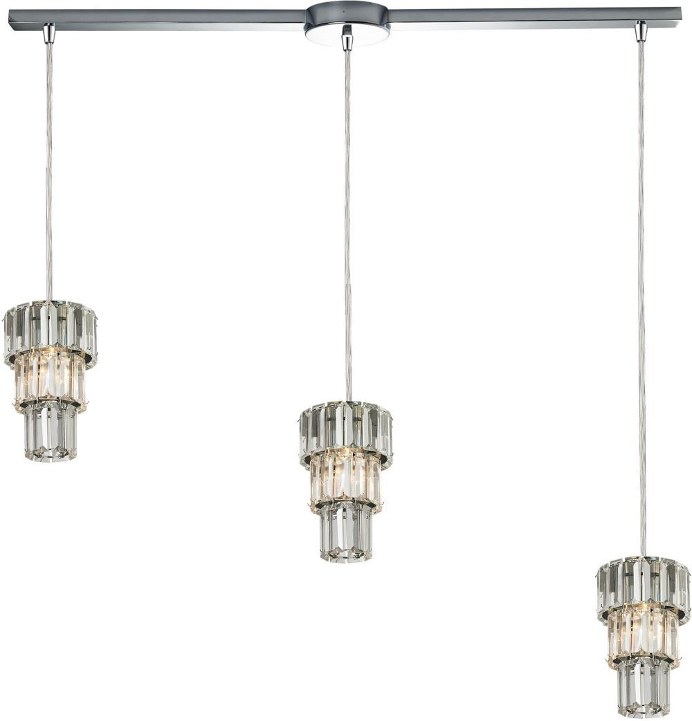 Cynthia 3 Light Pendant In Polished Chrome and Clear K9 Crystal