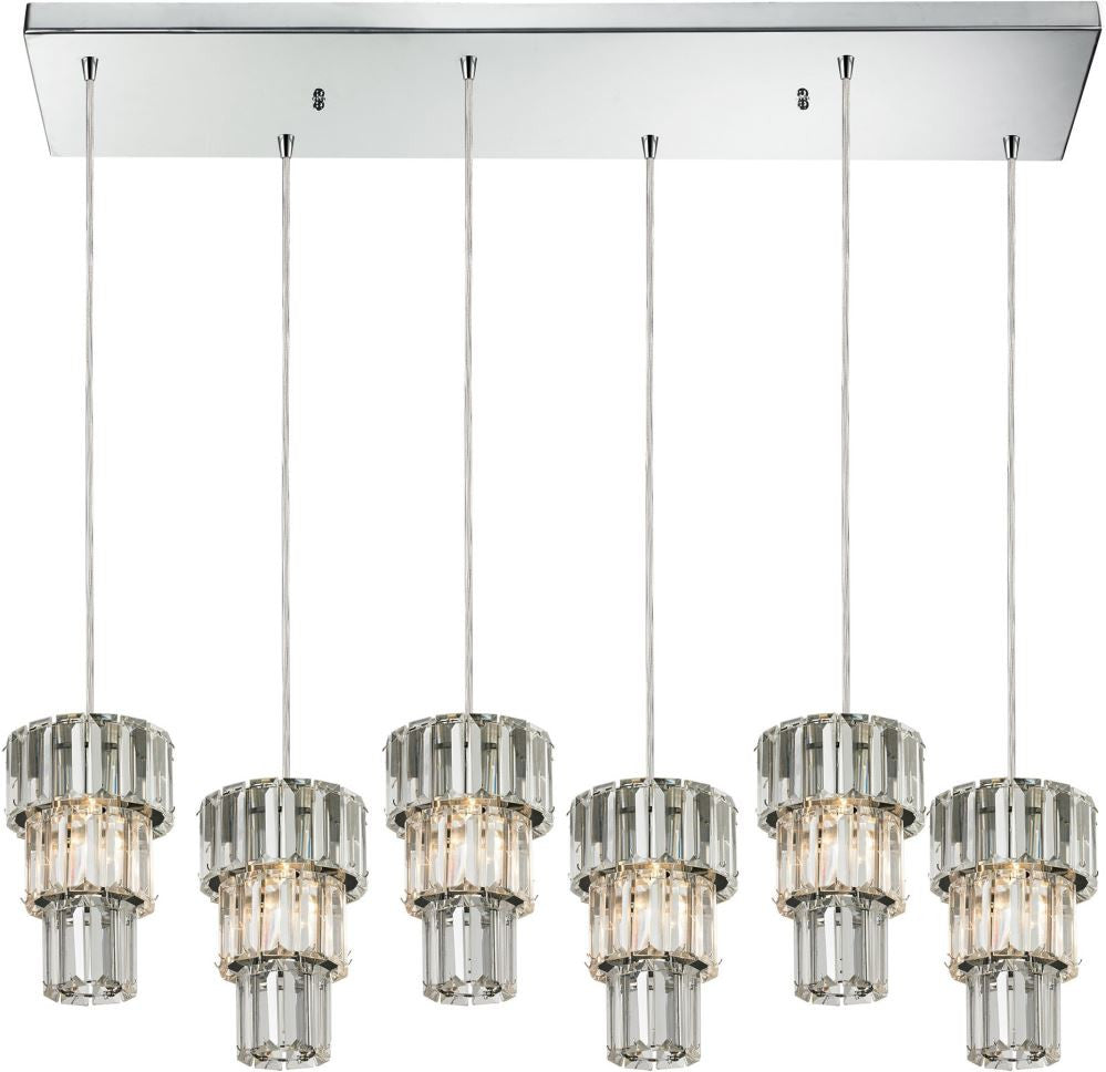 Cynthia 6 Light Pendant In Polished Chrome and Clear K9 Crystal