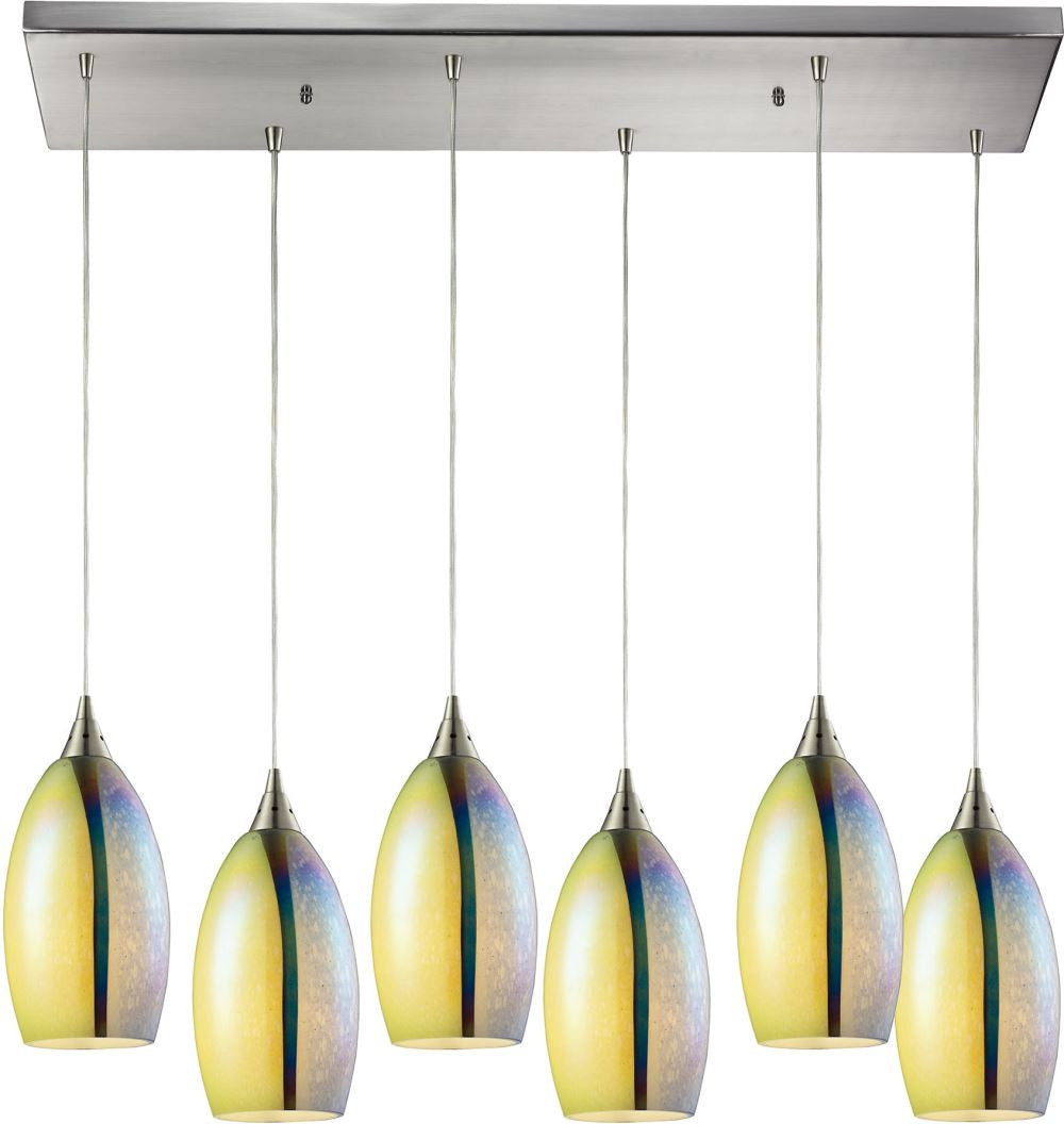 Horizon 6 Light Pendant In Satin Nickel