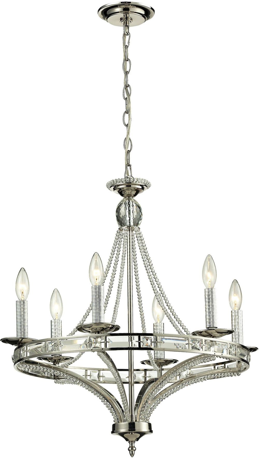 Aubree 6 Light Chandelier In Polished Nickel