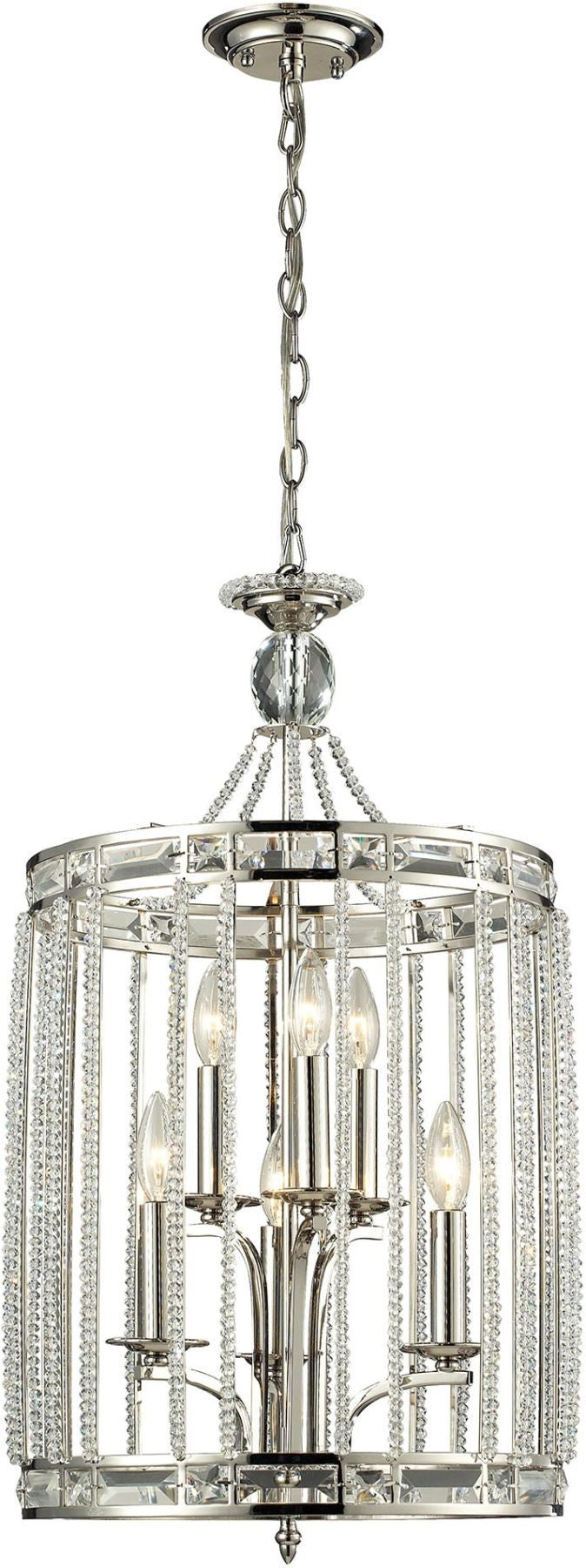 Aubree 3+3 Light Pendant In Polished Nickel
