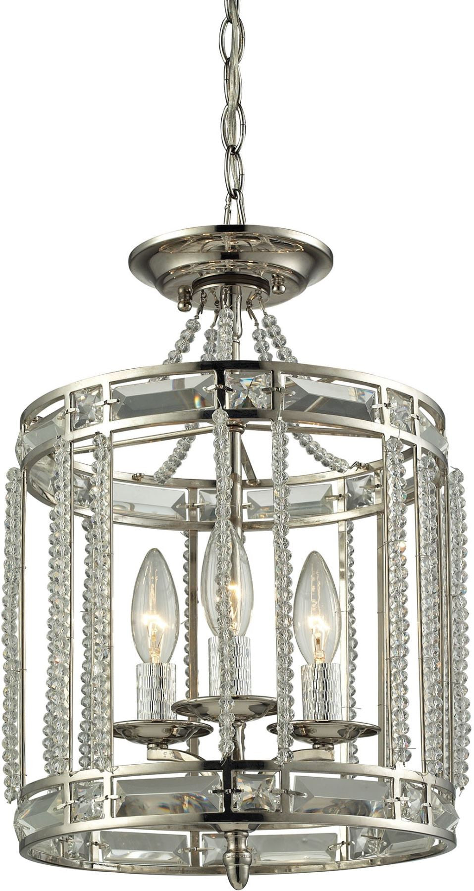 Aubree 3 Light Pendant In Polished Nickel