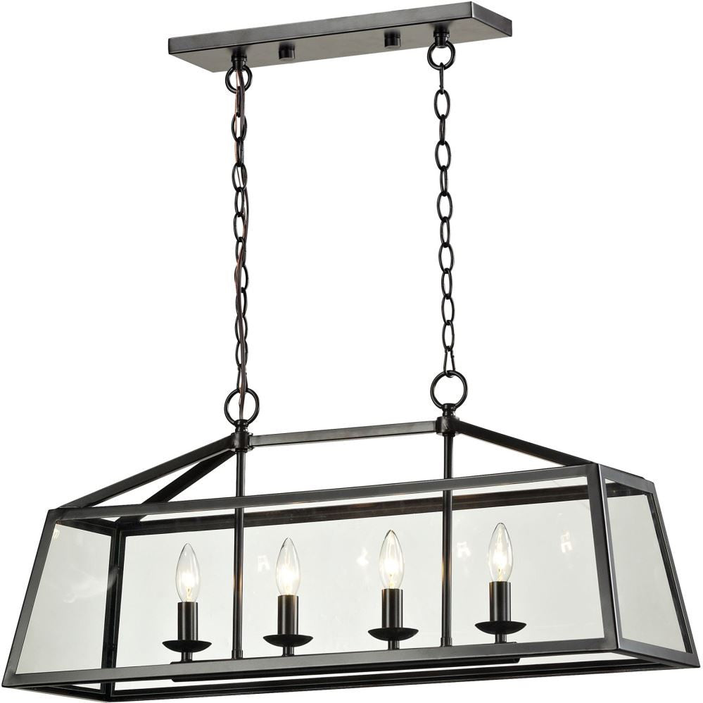 Alanna 4 Light Pendant In Oil Rubbed Bronze and Clear Glass