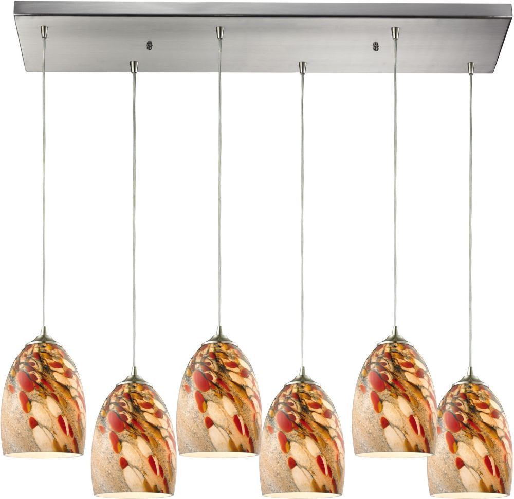 Garden Breeze 6 Light Pendant In Satin Nickel