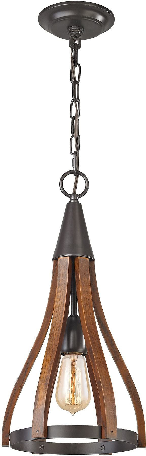 Wood Arches 1 Light Pendant In Oil Rubbed Bronze