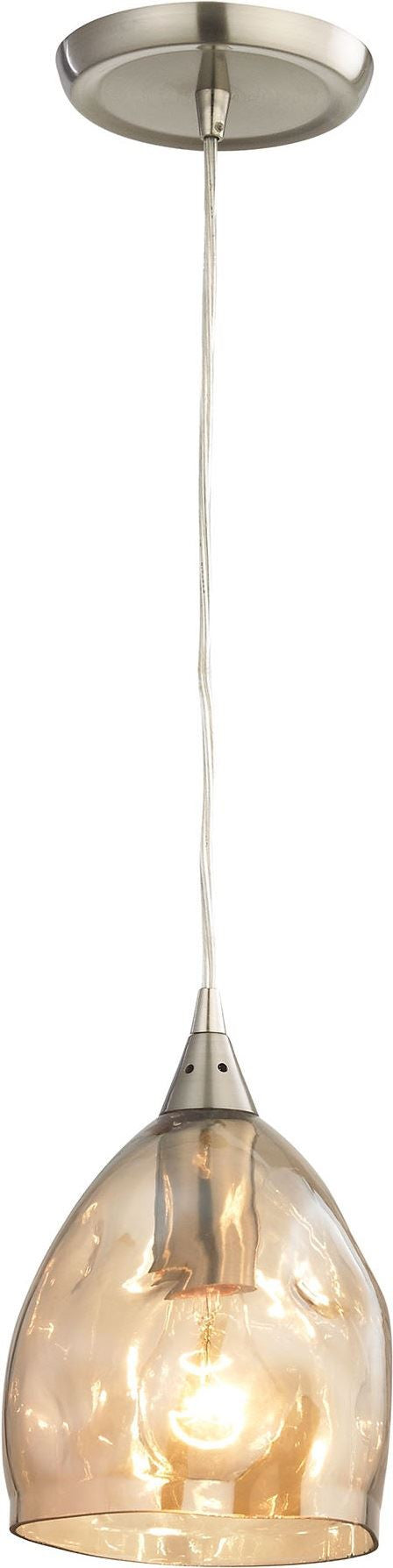 Niche 1 Light Pendant In Satin Nickel and Champagne Plated Glass
