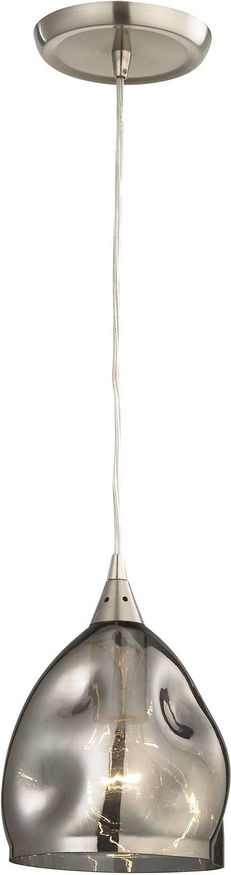 Niche 1 Light Pendant In Satin Nickel and Black Chrome Glass