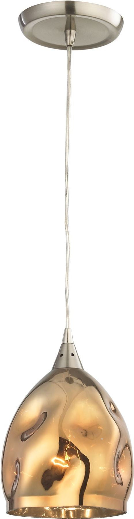 Niche 1 Light Pendant In Satin Nickel and Polished Gold Glass