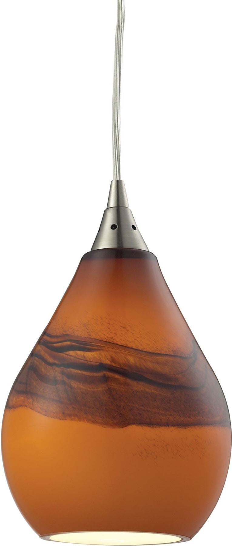 Dunes 1 Light Pendant In Satin Nickel and Shadow Glass
