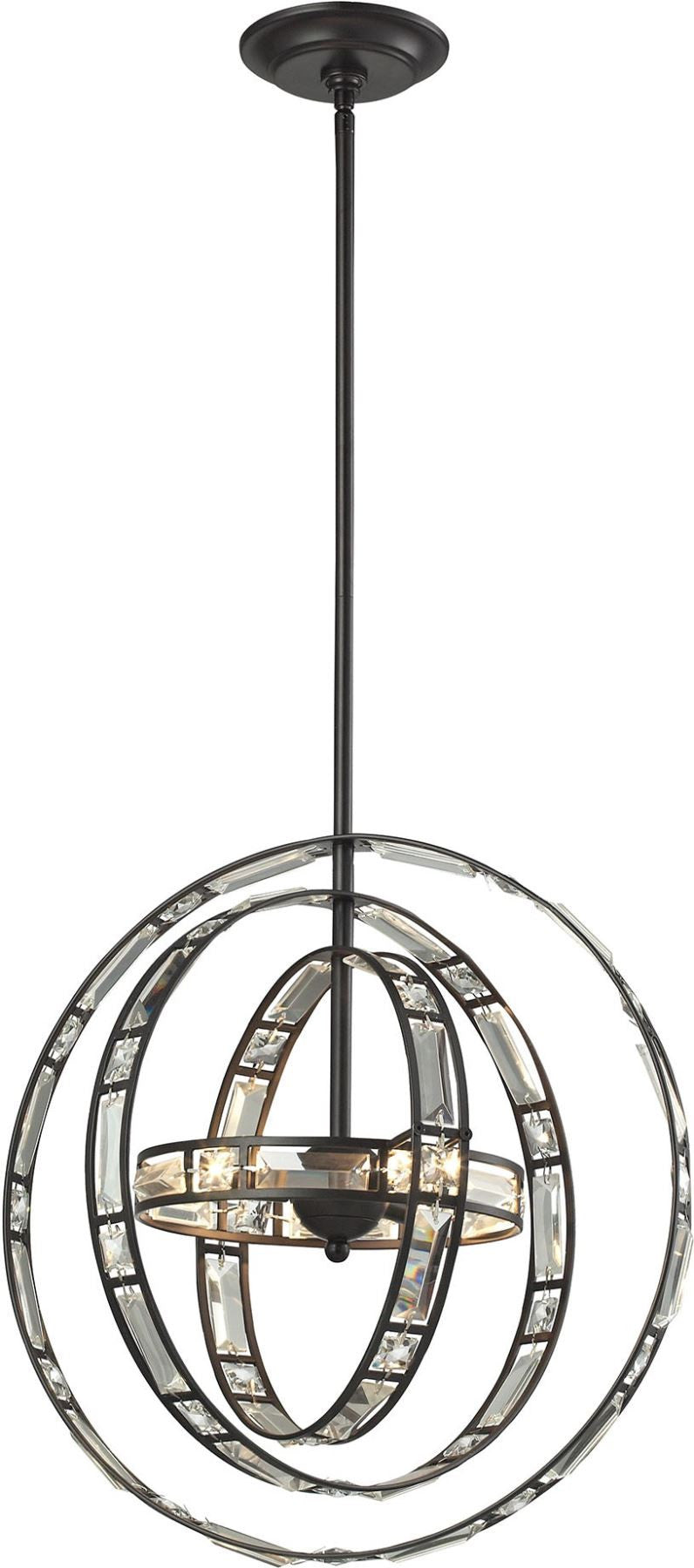 Crystal Orbs 3 Light Pendant In Oil Rubbed Bronze
