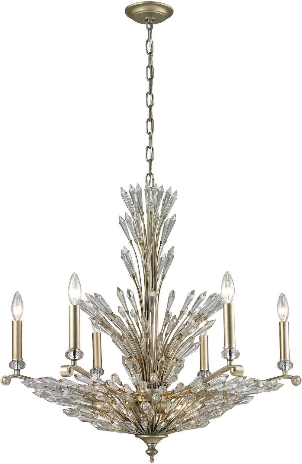 Viva Natura 9 Light Chandelier In Aged Silver