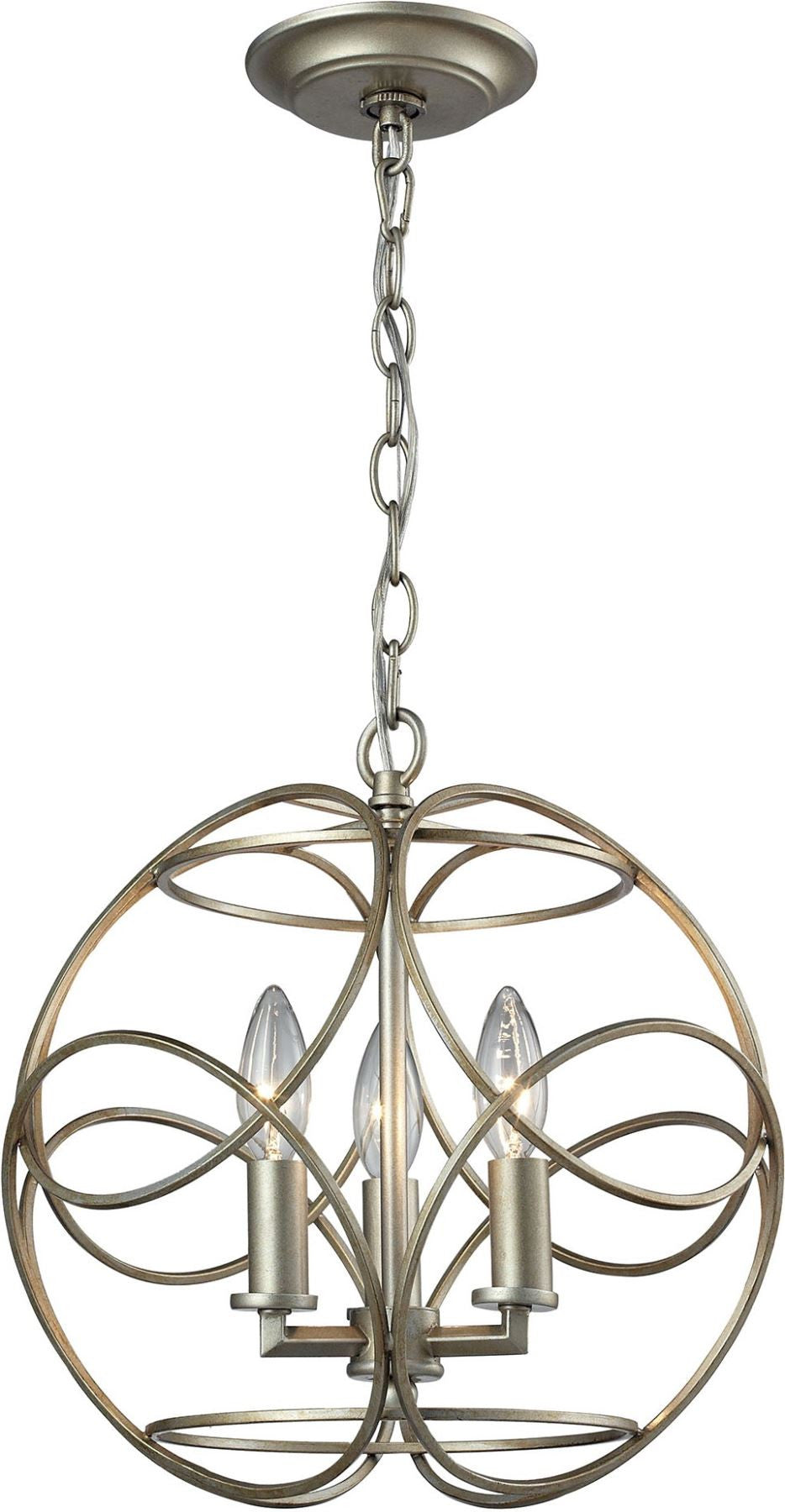 Chandette 3 Light Pendant In Aged Silver