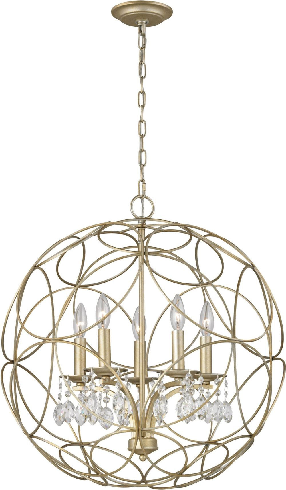 Chandette 5 Light Chandelier In Aged Silver