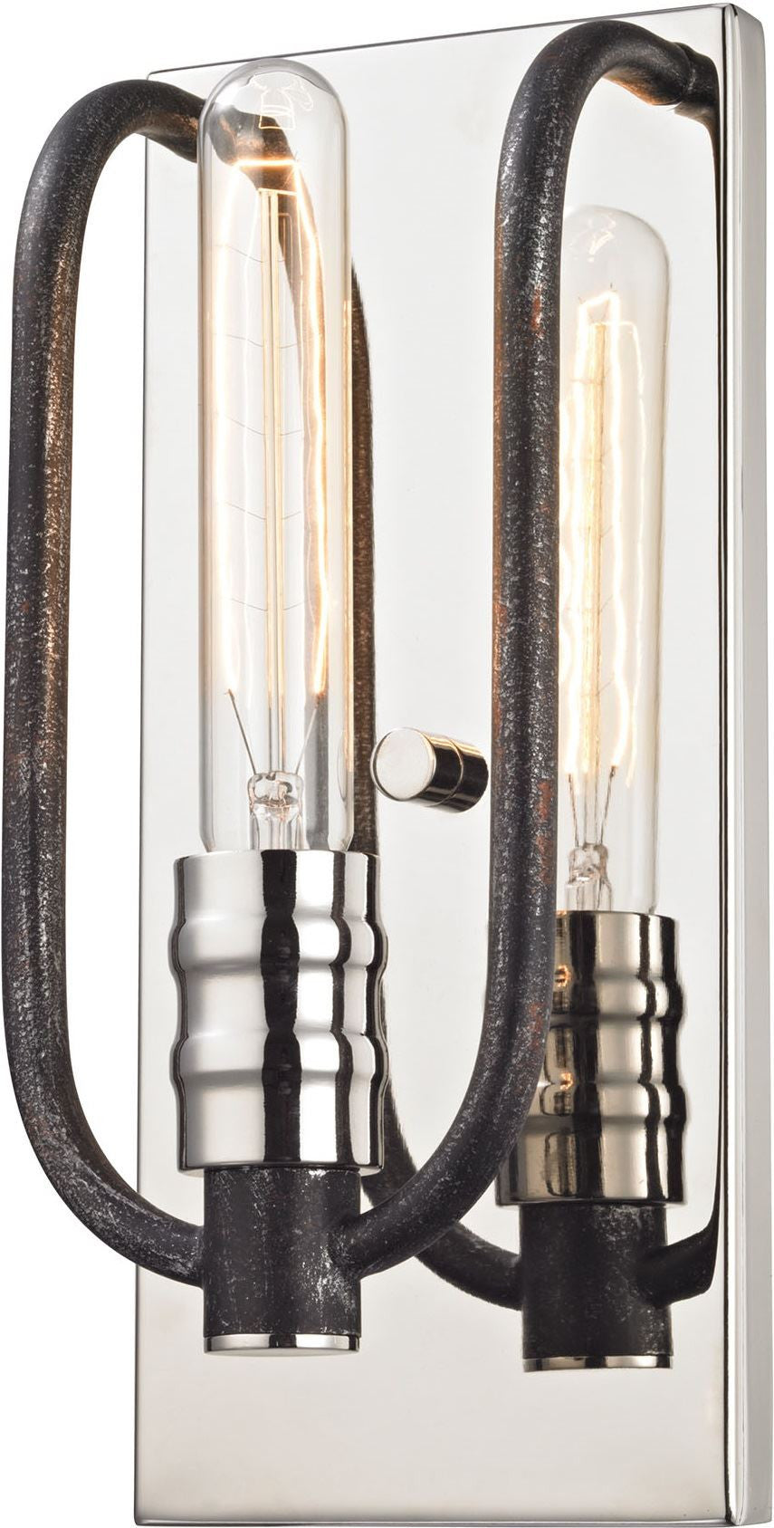 Continuum 1 Light Wall Sconce In Silvered Graphite With Polished Nickel Accents