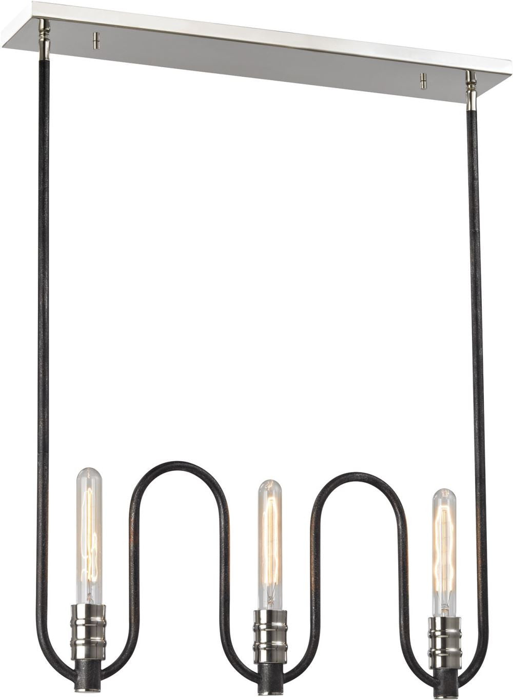 Continuum 6 Light Chandelier In Silvered Graphite With Polished Nickel Accents