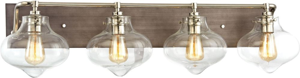 Kelsey 4 Light Vanity In Weathered Zinc With Polished Nickel Accents