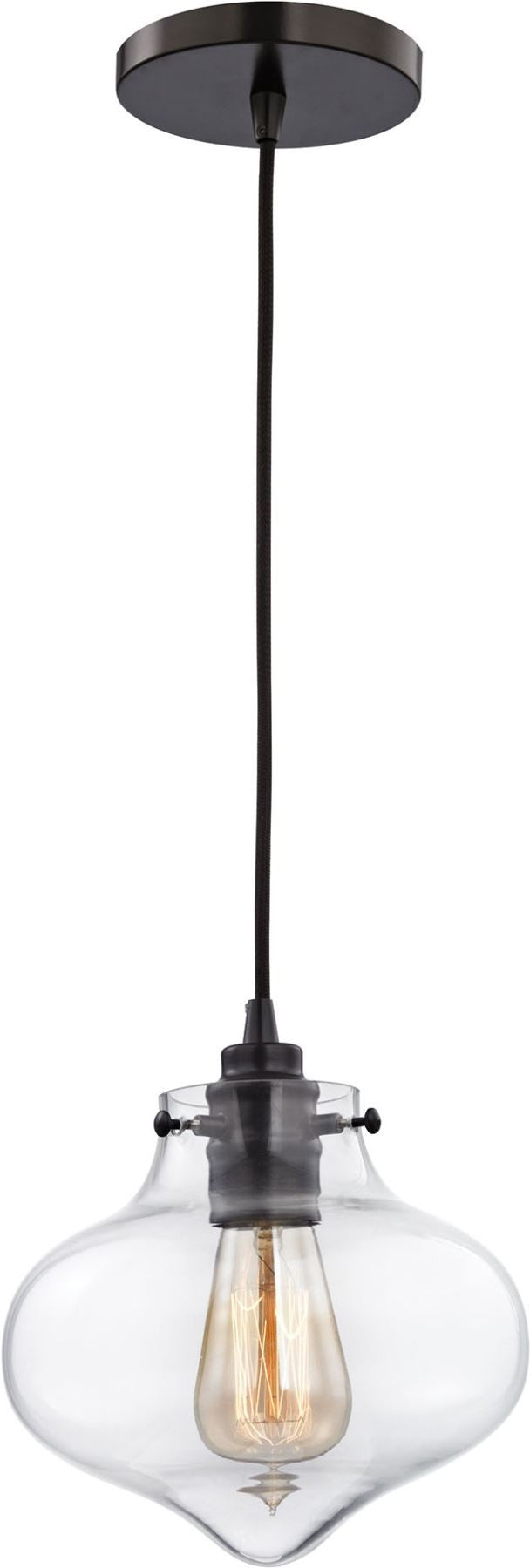 Kelsey 1 Light Pendant In Oil Rubbed Bronze and Clear Glass