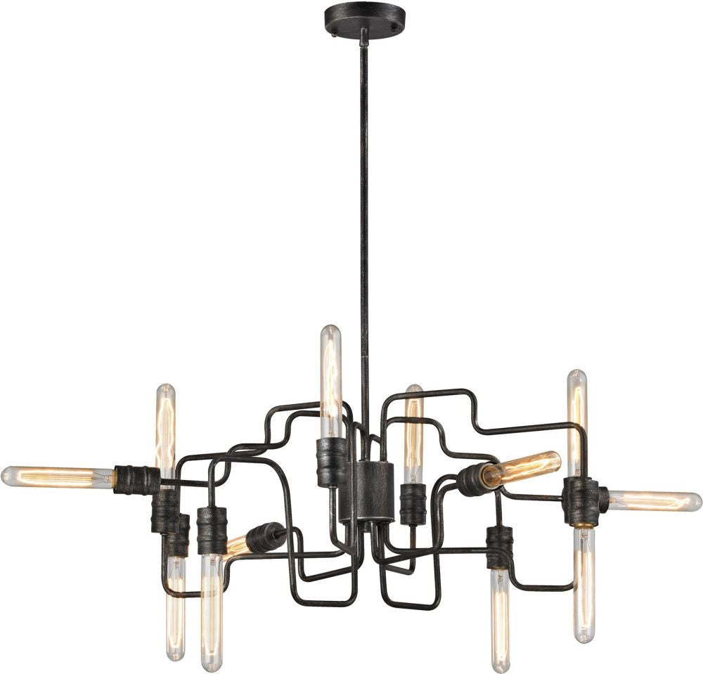 Transit 12 Light Chandelier In Silvered Graphite