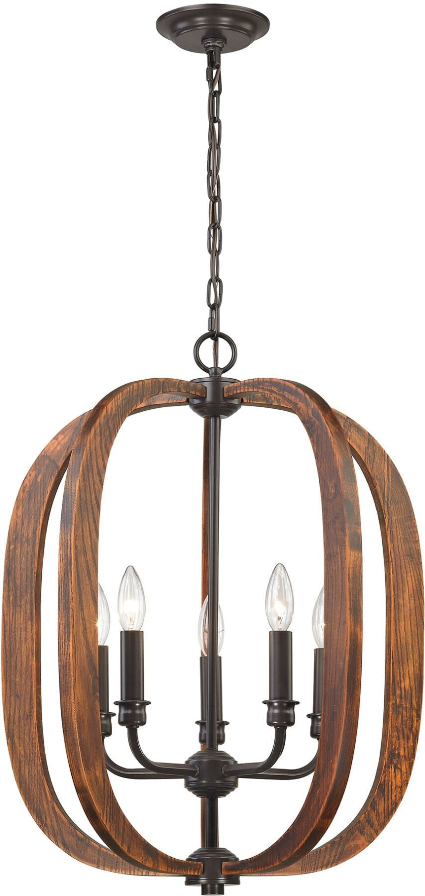 Wood Arches 5 Light Chandelier In Oil Rubbed Bronze