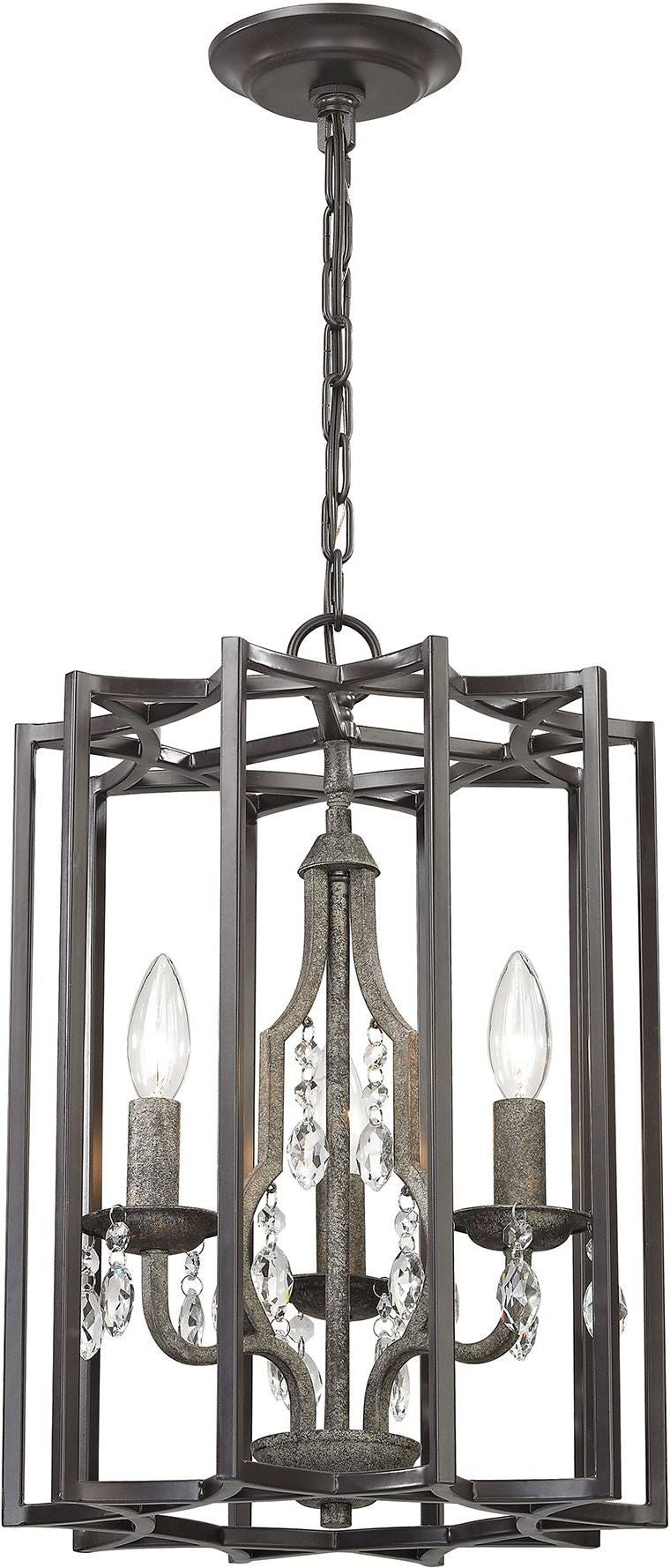 Belgique 3 Light Chandelier In Oil Rubbed Bronze and Malted Rust
