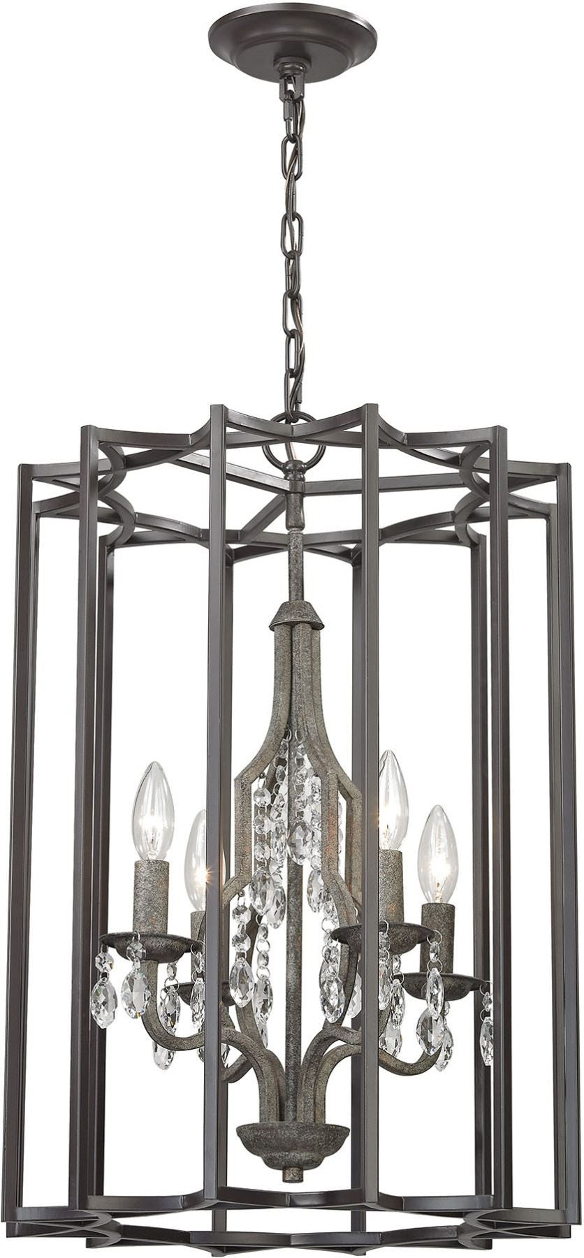 Belgique 4 Light Chandelier In Oil Rubbed Bronze and Malted Rust