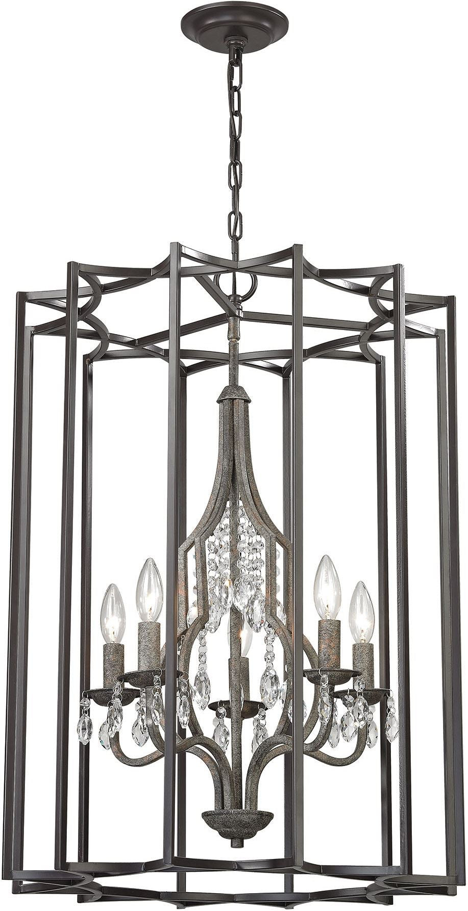 Belgique 5 Light Chandelier In Oil Rubbed Bronze and Malted Rust