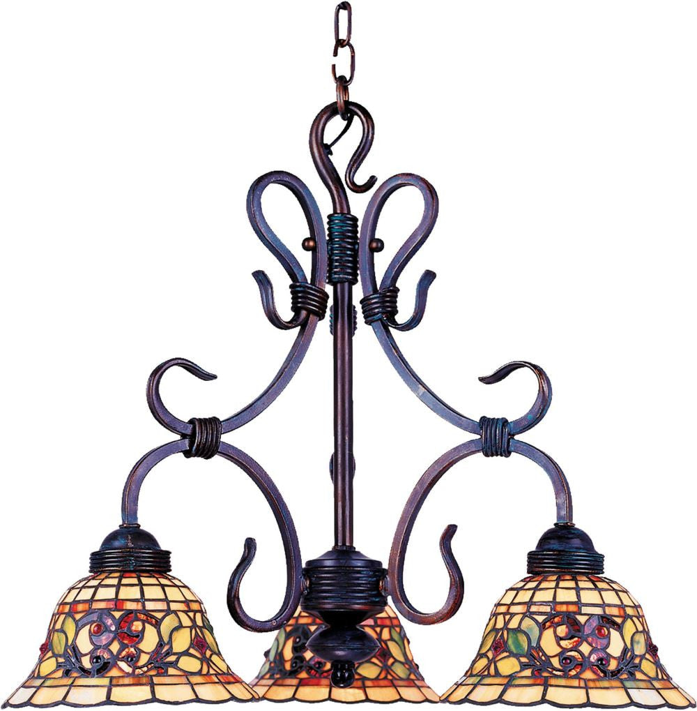 Tiffany Buckingham 3 Light Chandelier In Vintage Antique